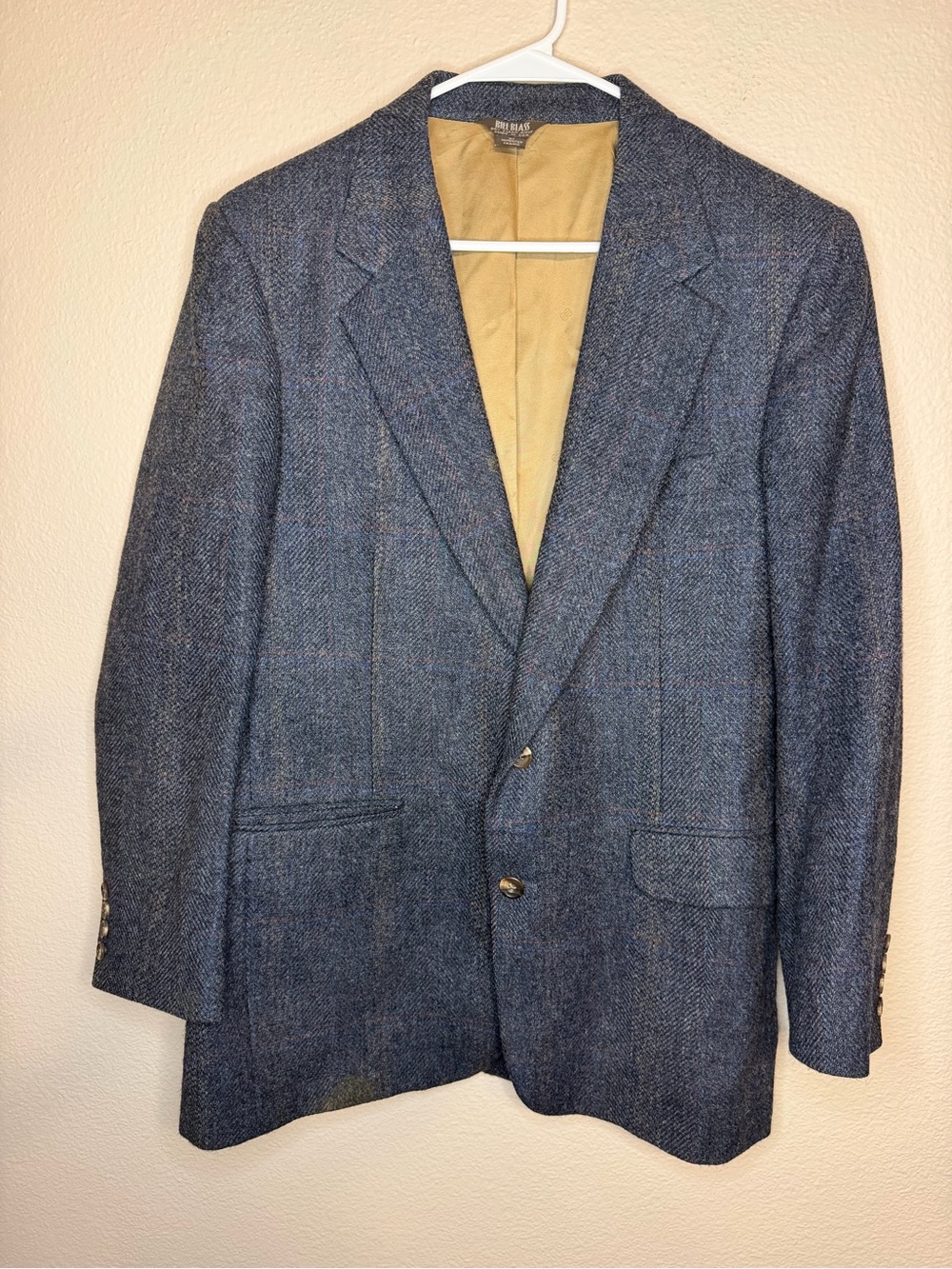 Vintage bill blass Blue Wool Tweed Sport Coat